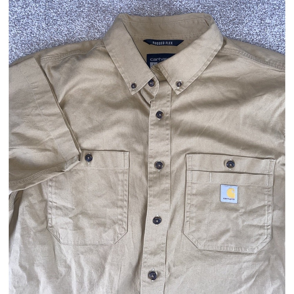 Carhartt Rugged Flex Relaxed Fit Mid Weight Canvas Shirt Men XLT Work Camp